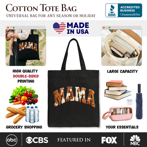 Cow Print Mama Western Tote Bag