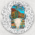 Western Leopard Car Coaster Set