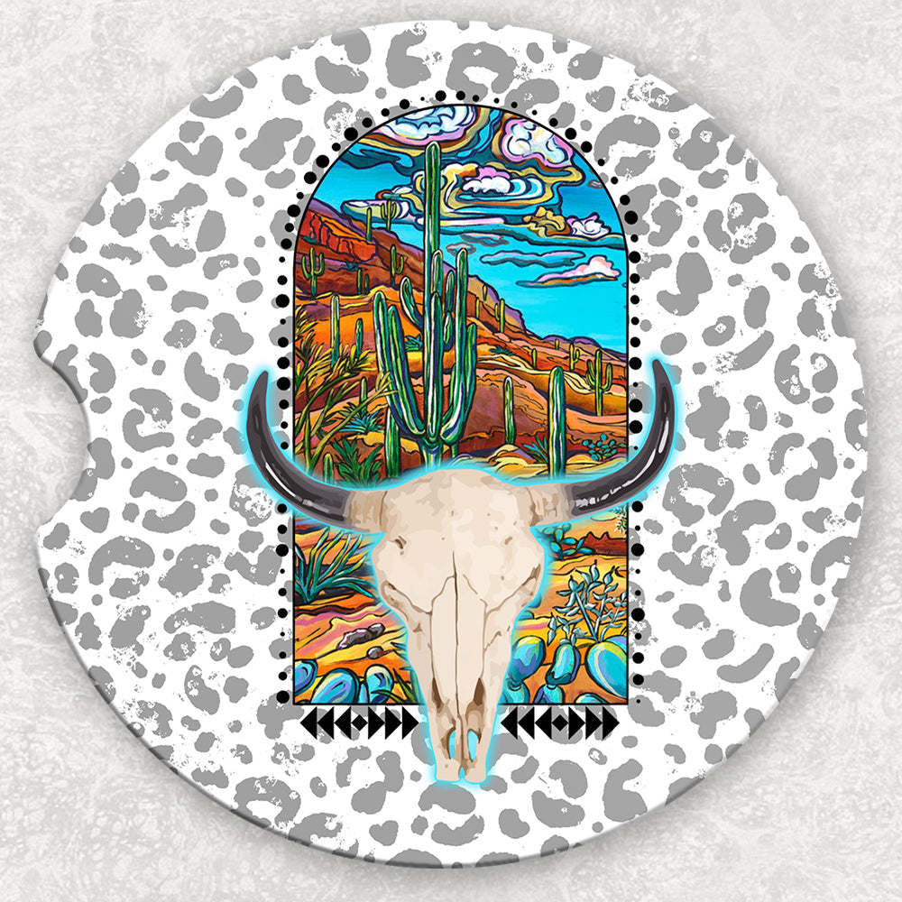 Western Leopard Car Coaster Set