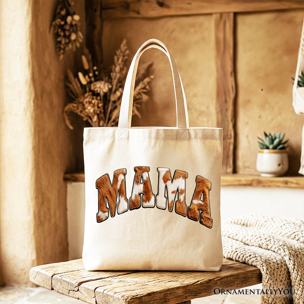 Cow Print Mama Western Tote Bag