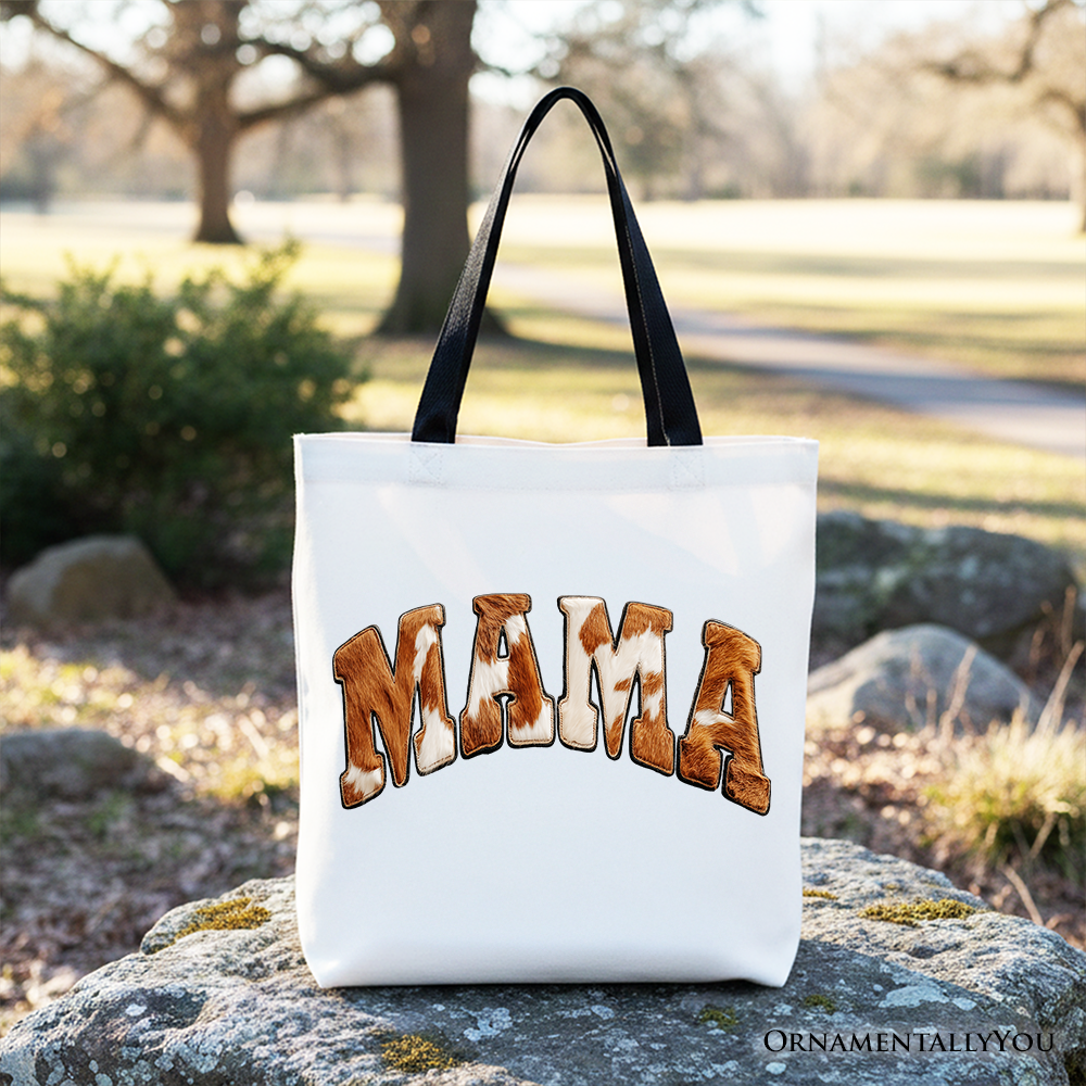 Cow Print Mama Western Tote Bag