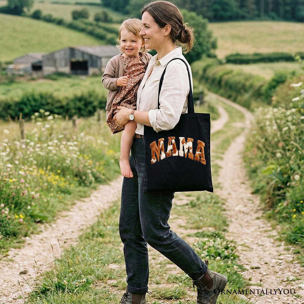 Cow Print Mama Western Tote Bag