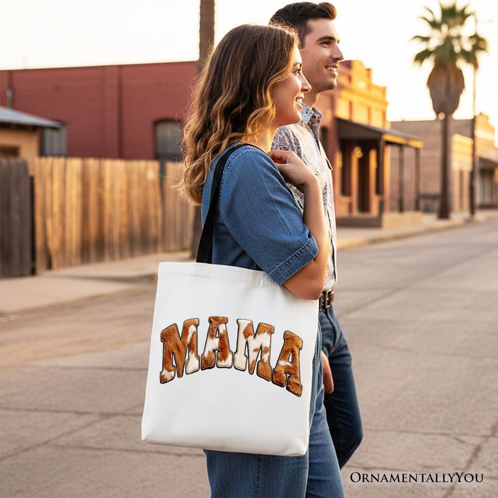 Cow Print Mama Western Tote Bag